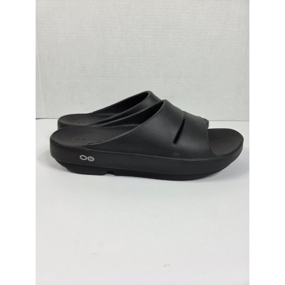 Oofos Ooahh Sandals Men's 7 Women's 9 Black Recovery Slip On Comfort Slides